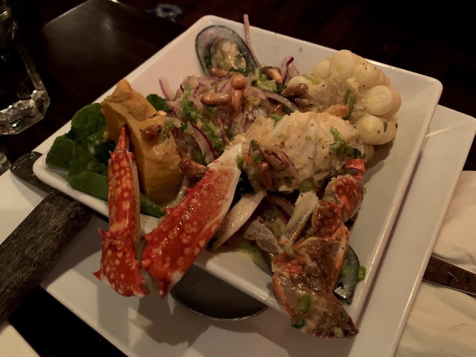 Peruvian dishes on a restaurant table